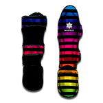 Rainbow Striped Pattern Print Muay Thai Shin Guard