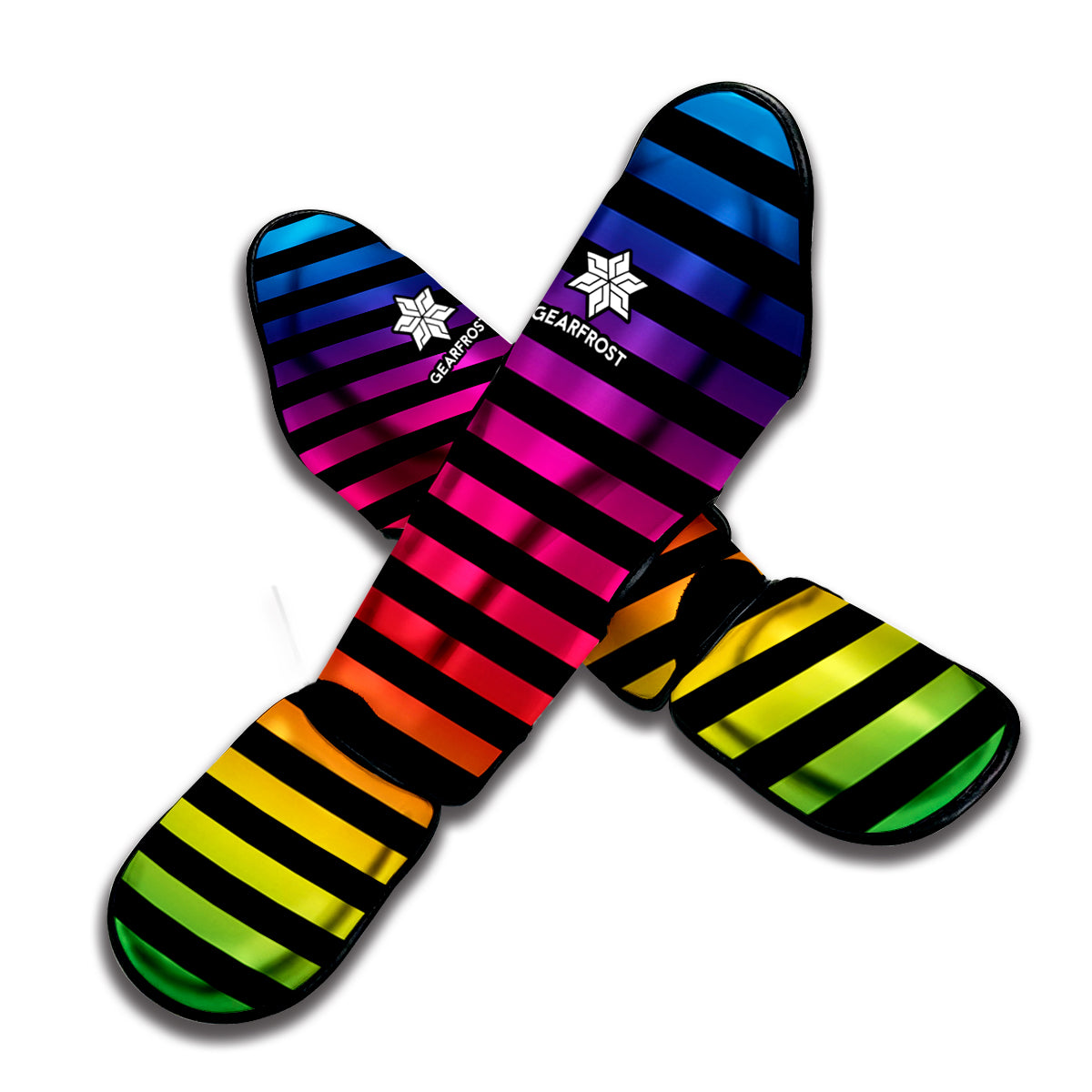 Rainbow Striped Pattern Print Muay Thai Shin Guard