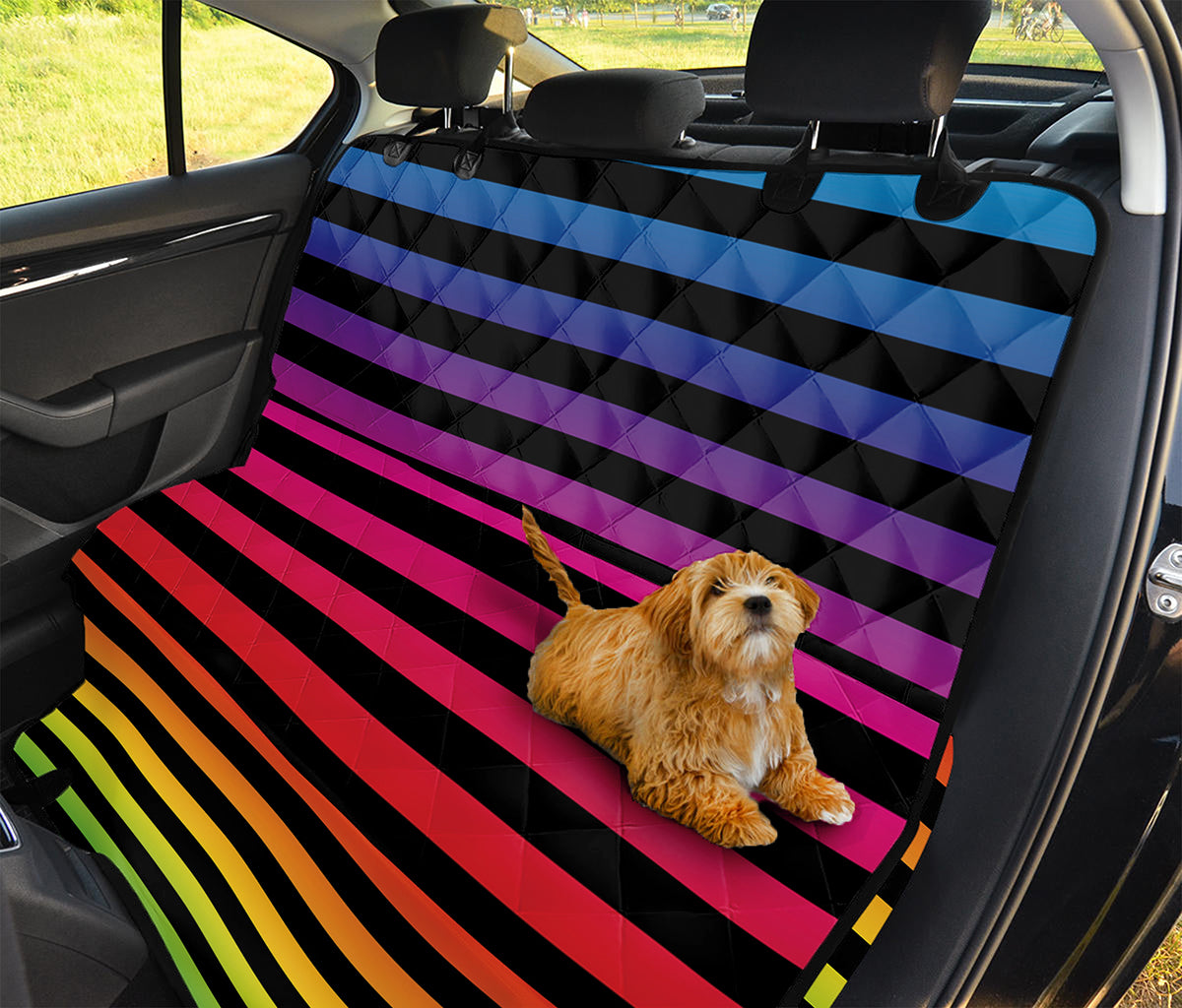 Rainbow Striped Pattern Print Pet Car Back Seat Cover