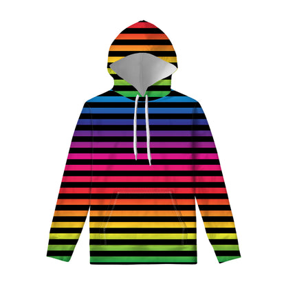 Rainbow Striped Pattern Print Pullover Hoodie