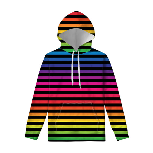Rainbow Striped Pattern Print Pullover Hoodie
