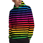 Rainbow Striped Pattern Print Pullover Hoodie