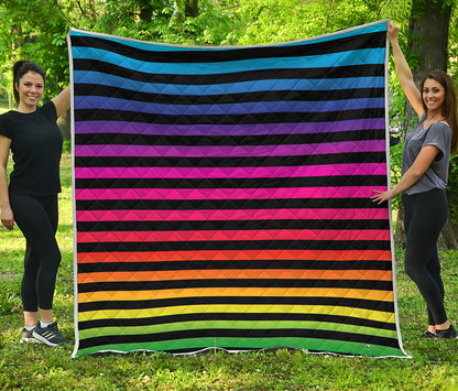 Rainbow Striped Pattern Print Quilt