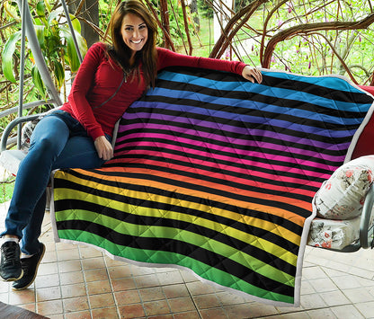 Rainbow Striped Pattern Print Quilt