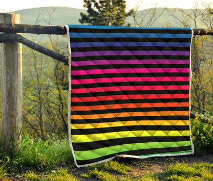 Rainbow Striped Pattern Print Quilt