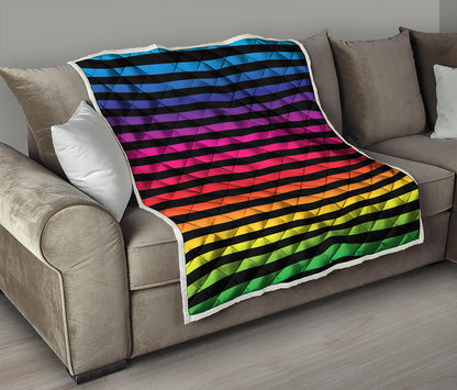 Rainbow Striped Pattern Print Quilt