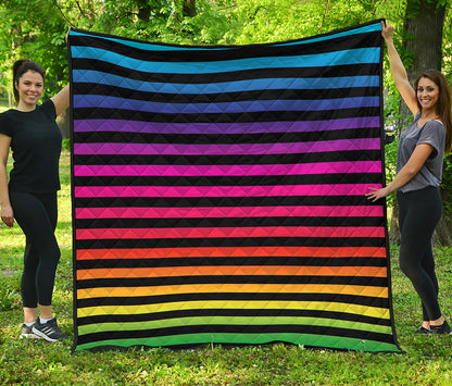 Rainbow Striped Pattern Print Quilt