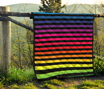 Rainbow Striped Pattern Print Quilt