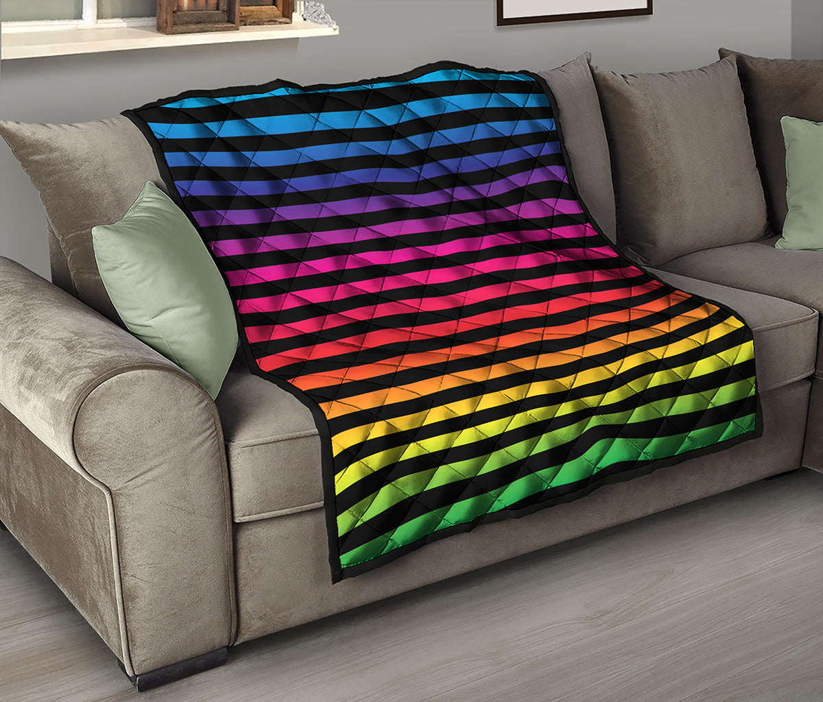 Rainbow Striped Pattern Print Quilt