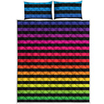 Rainbow Striped Pattern Print Quilt Bed Set