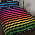Rainbow Striped Pattern Print Quilt Bed Set