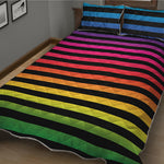 Rainbow Striped Pattern Print Quilt Bed Set