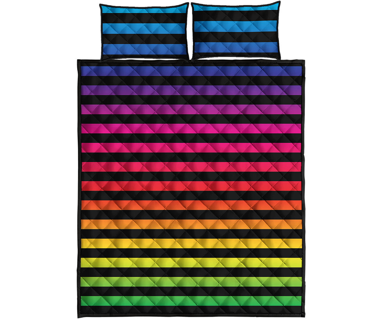 Rainbow Striped Pattern Print Quilt Bed Set