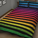 Rainbow Striped Pattern Print Quilt Bed Set