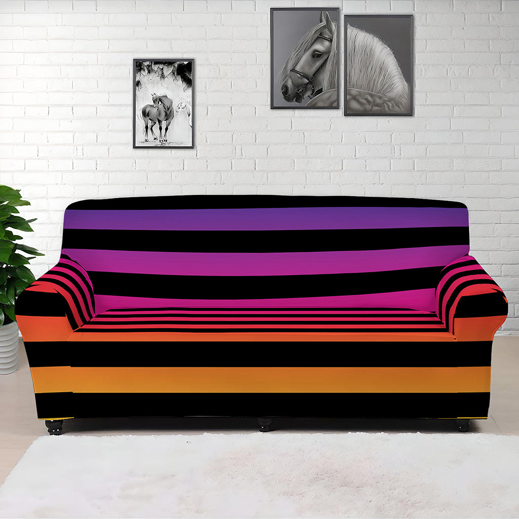 Rainbow Striped Pattern Print Sofa Cover