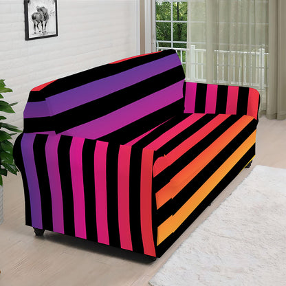 Rainbow Striped Pattern Print Sofa Cover