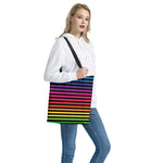 Rainbow Striped Pattern Print Tote Bag