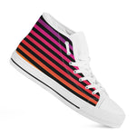 Rainbow Striped Pattern Print White High Top Shoes