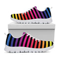 Rainbow Striped Pattern Print White Running Shoes