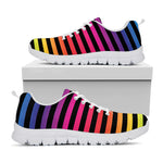 Rainbow Striped Pattern Print White Sneakers