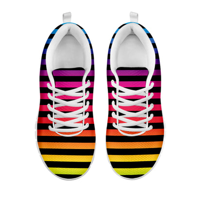 Rainbow Striped Pattern Print White Sneakers
