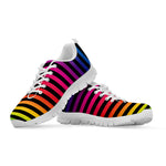 Rainbow Striped Pattern Print White Sneakers