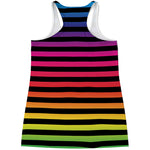 Rainbow Striped Pattern Print Women's Racerback Tank Top