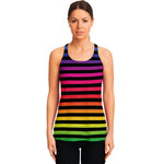 Rainbow Striped Pattern Print Women's Racerback Tank Top