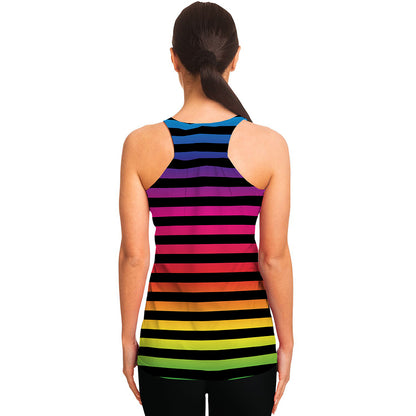 Rainbow Striped Pattern Print Women's Racerback Tank Top