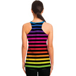 Rainbow Striped Pattern Print Women's Racerback Tank Top