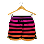 Rainbow Striped Pattern Print Women's Shorts