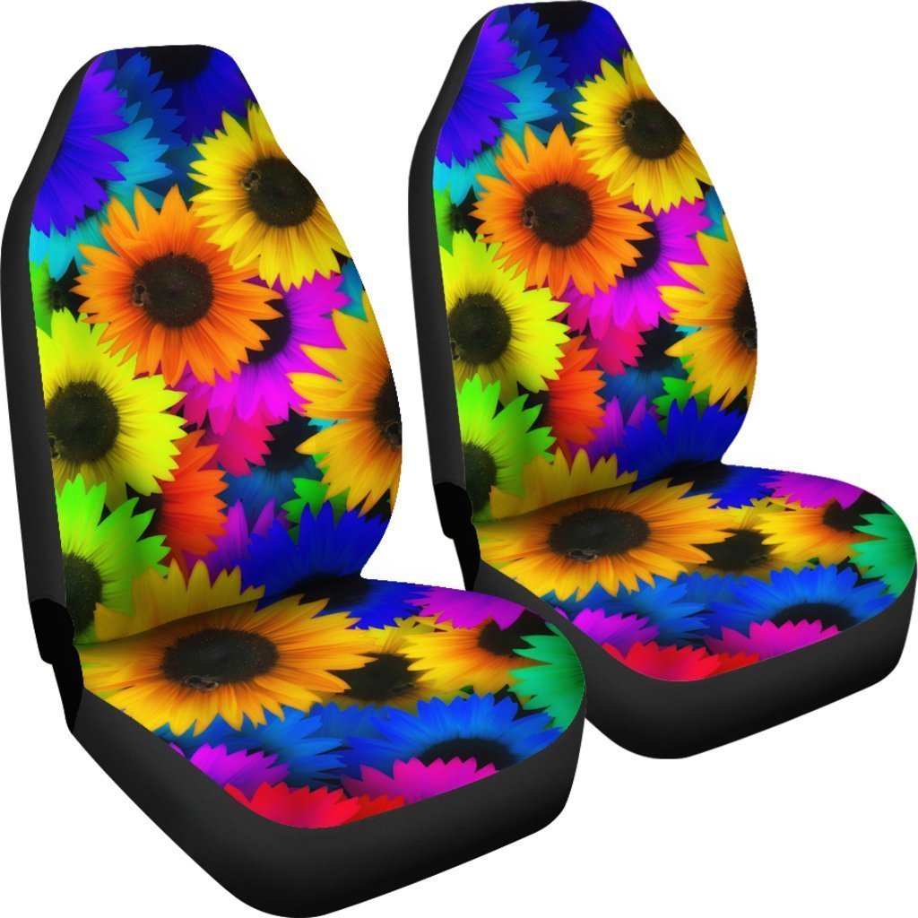 Rainbow Sunflower Universal Fit Car Seat Covers GearFrost