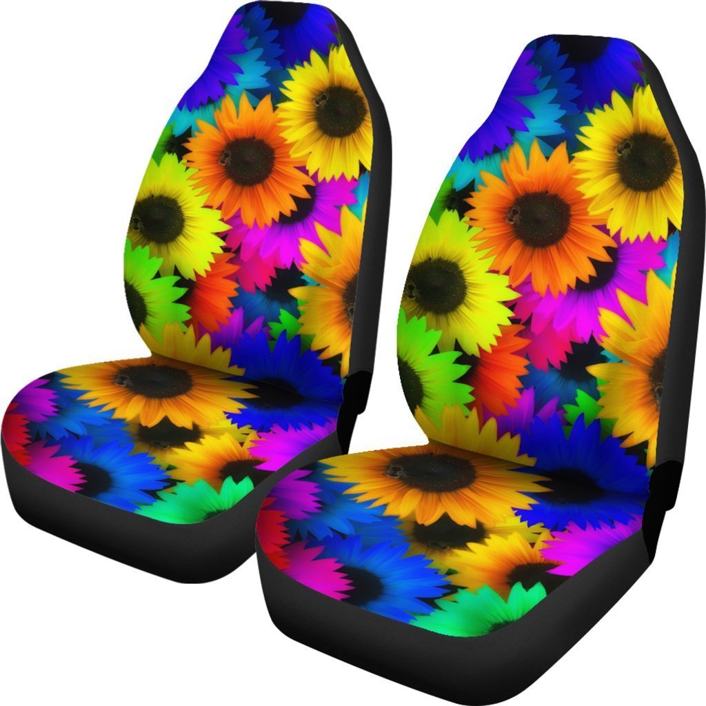 Rainbow Sunflower Universal Fit Car Seat Covers GearFrost