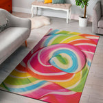 Rainbow Swirl Candy Print Area Rug