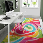 Rainbow Swirl Candy Print Area Rug