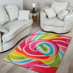 Rainbow Swirl Candy Print Area Rug