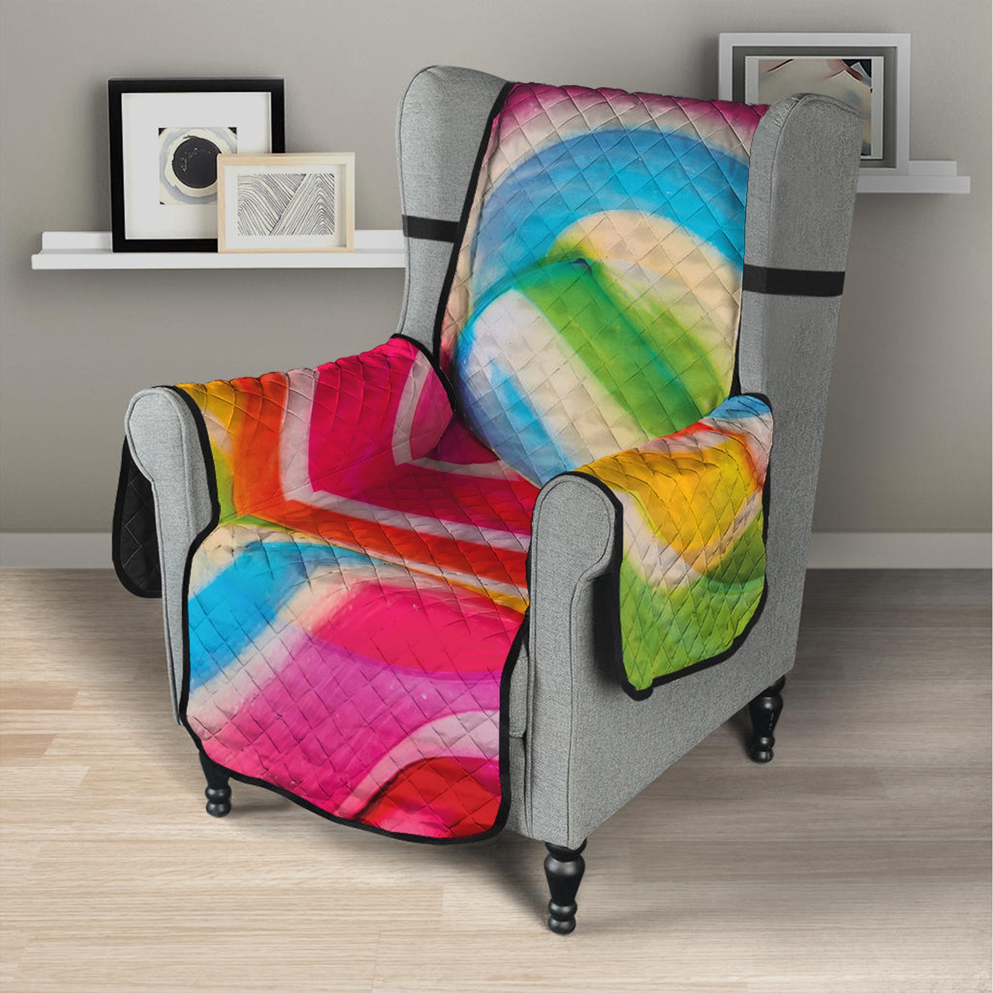 Rainbow Swirl Candy Print Armchair Protector