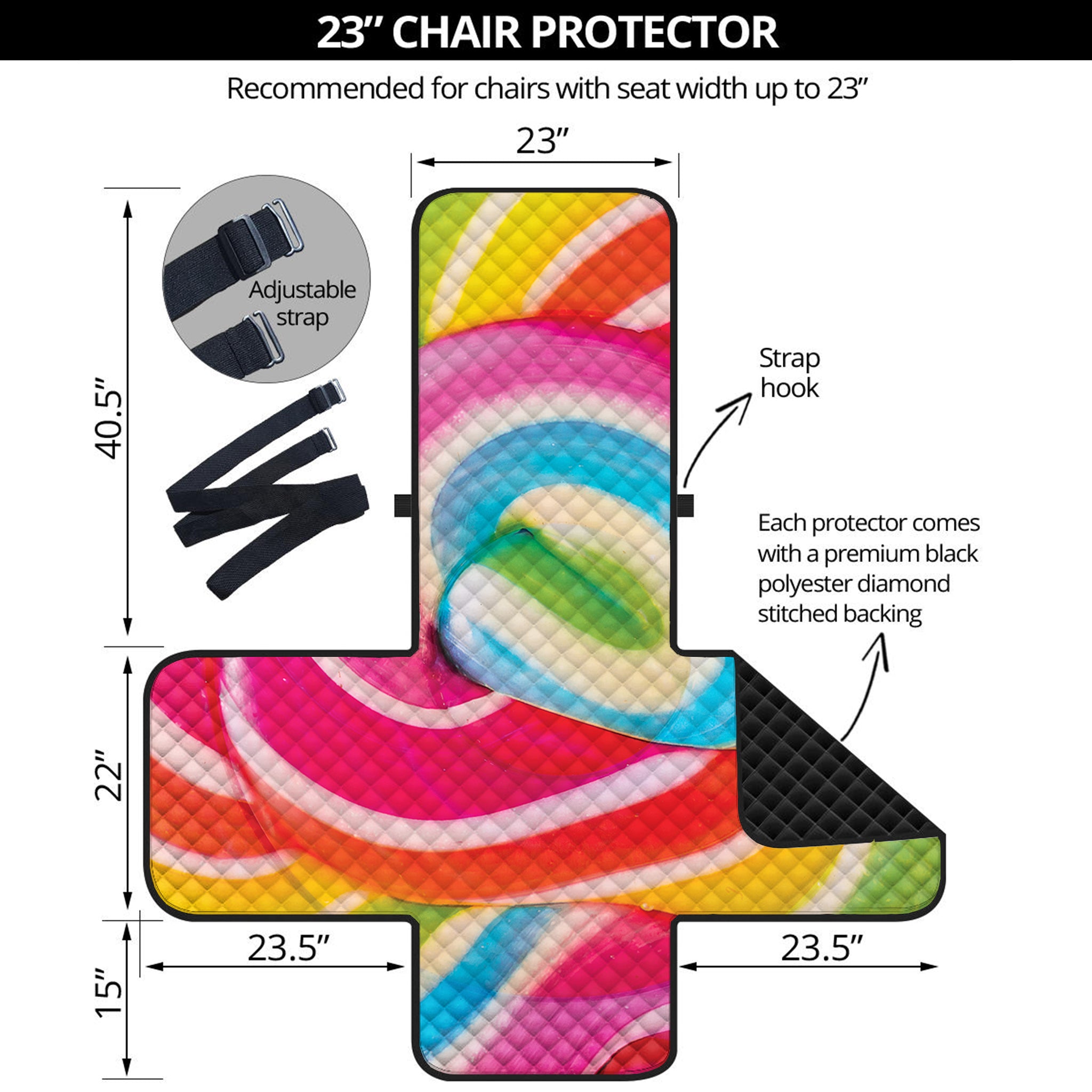 Rainbow Swirl Candy Print Armchair Protector