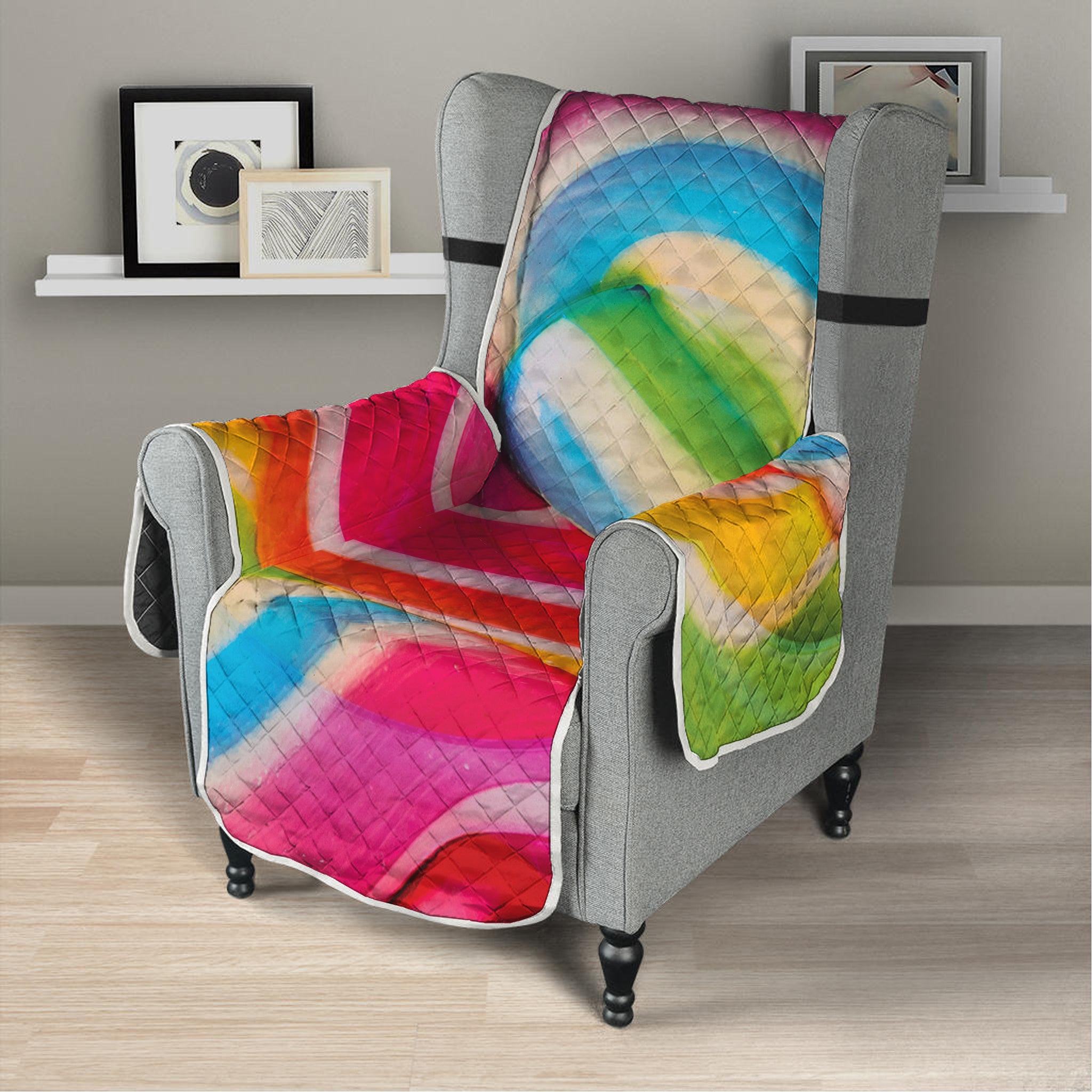 Rainbow Swirl Candy Print Armchair Protector