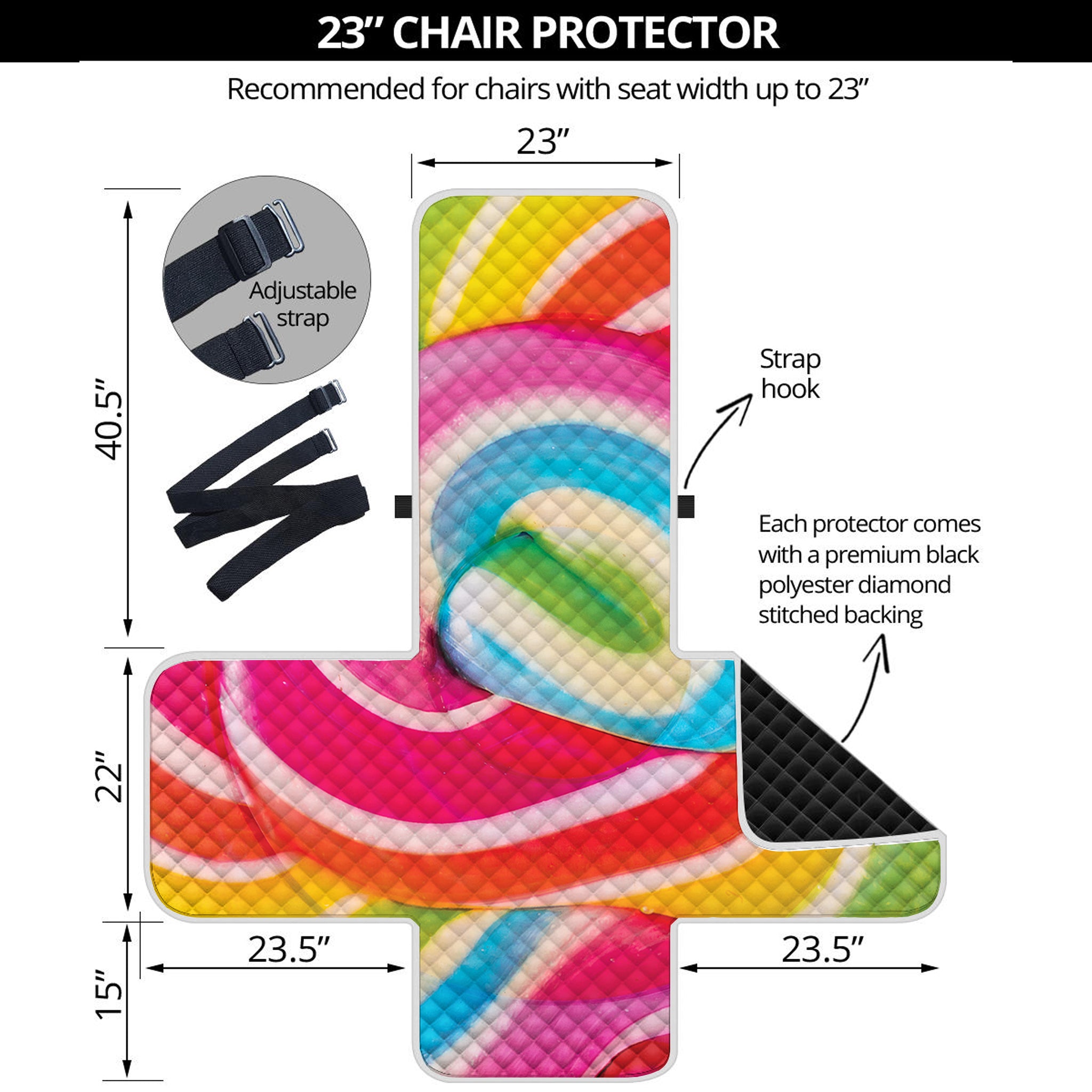 Rainbow Swirl Candy Print Armchair Protector