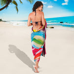 Rainbow Swirl Candy Print Beach Sarong Wrap