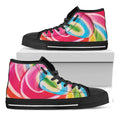 Rainbow Swirl Candy Print Black High Top Sneakers