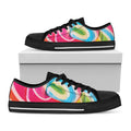Rainbow Swirl Candy Print Black Low Top Sneakers