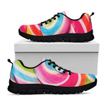 Rainbow Swirl Candy Print Black Sneakers