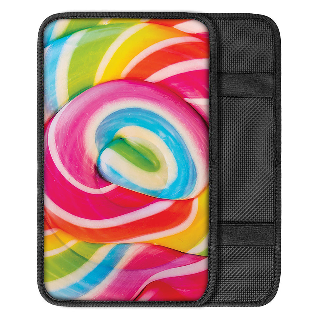 Rainbow Swirl Candy Print Car Center Console Cover