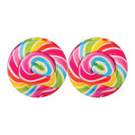 Rainbow Swirl Candy Print Car Coasters