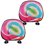 Rainbow Swirl Candy Print Car Headrest Covers