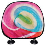 Rainbow Swirl Candy Print Car Headrest Covers