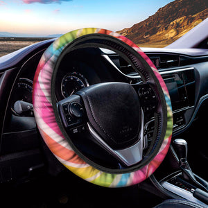 Rainbow Swirl Candy Print Car Steering Wheel Cover