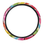 Rainbow Swirl Candy Print Car Steering Wheel Cover